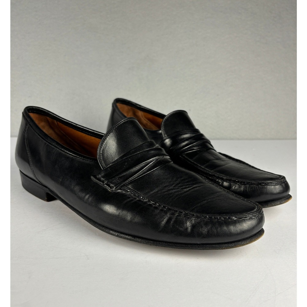 Allen Edmonds Bergamo Penny Loafer Dress Shoes 14 D Black Leather Made In Italy